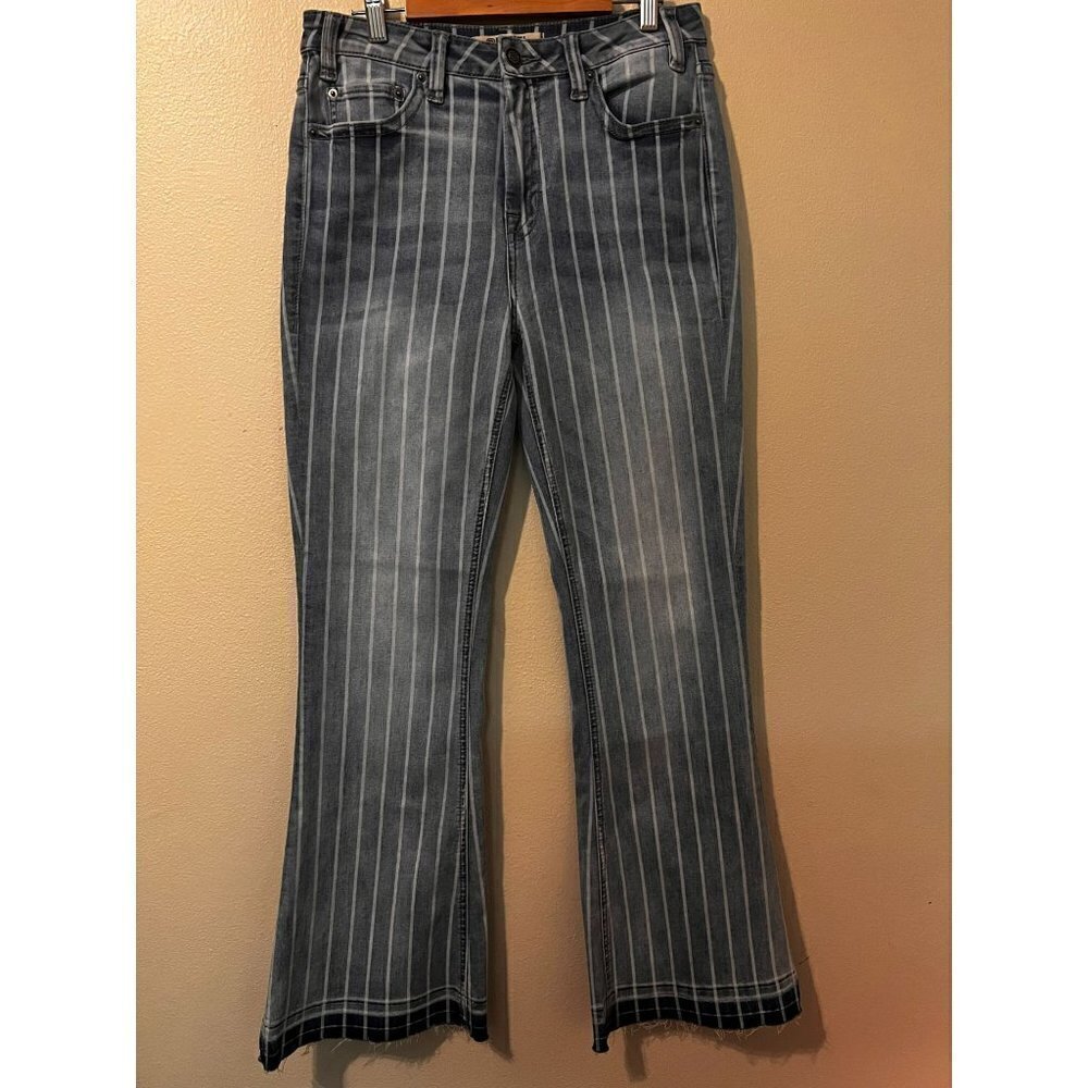 Women's Rock & Roll Denim High Rise Extra Stretch Striped Trouser Jeans Size 29